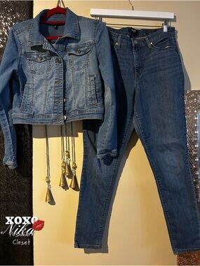 2pc Bundle: Nine West Size 10 Heans and April Jeans Size M Denim Jacket